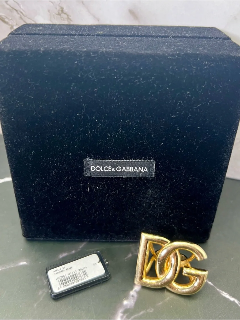 Dolce & Gabbana Brass logo-plaque Unisex ring GUC in Box - Picture 9 of 10